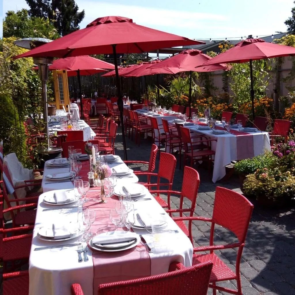 back patio terrace at one of the best restaurants for birthdays in Seattle