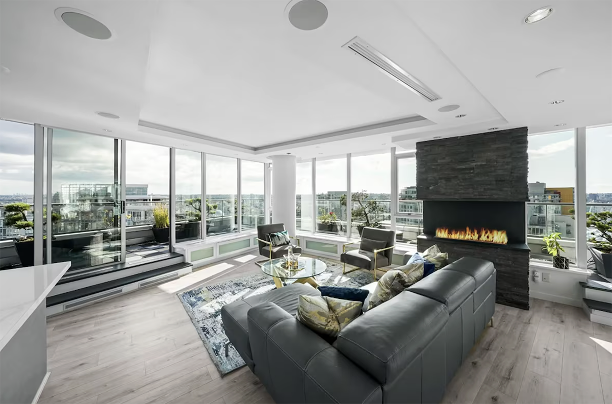 modern penthouse with downtown Vancouver views