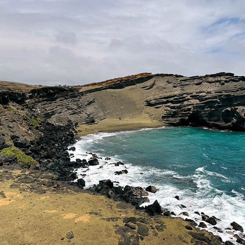 Green Sand Beach, a must visit on any Big Island Hawaii Itinerary
