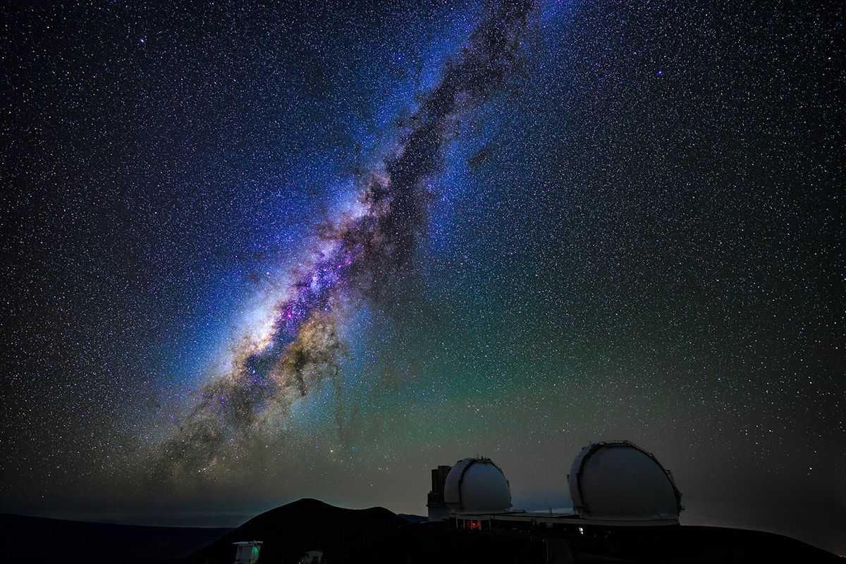 Star and galaxy photo at the observatory on Mauna Kea in Hawaii