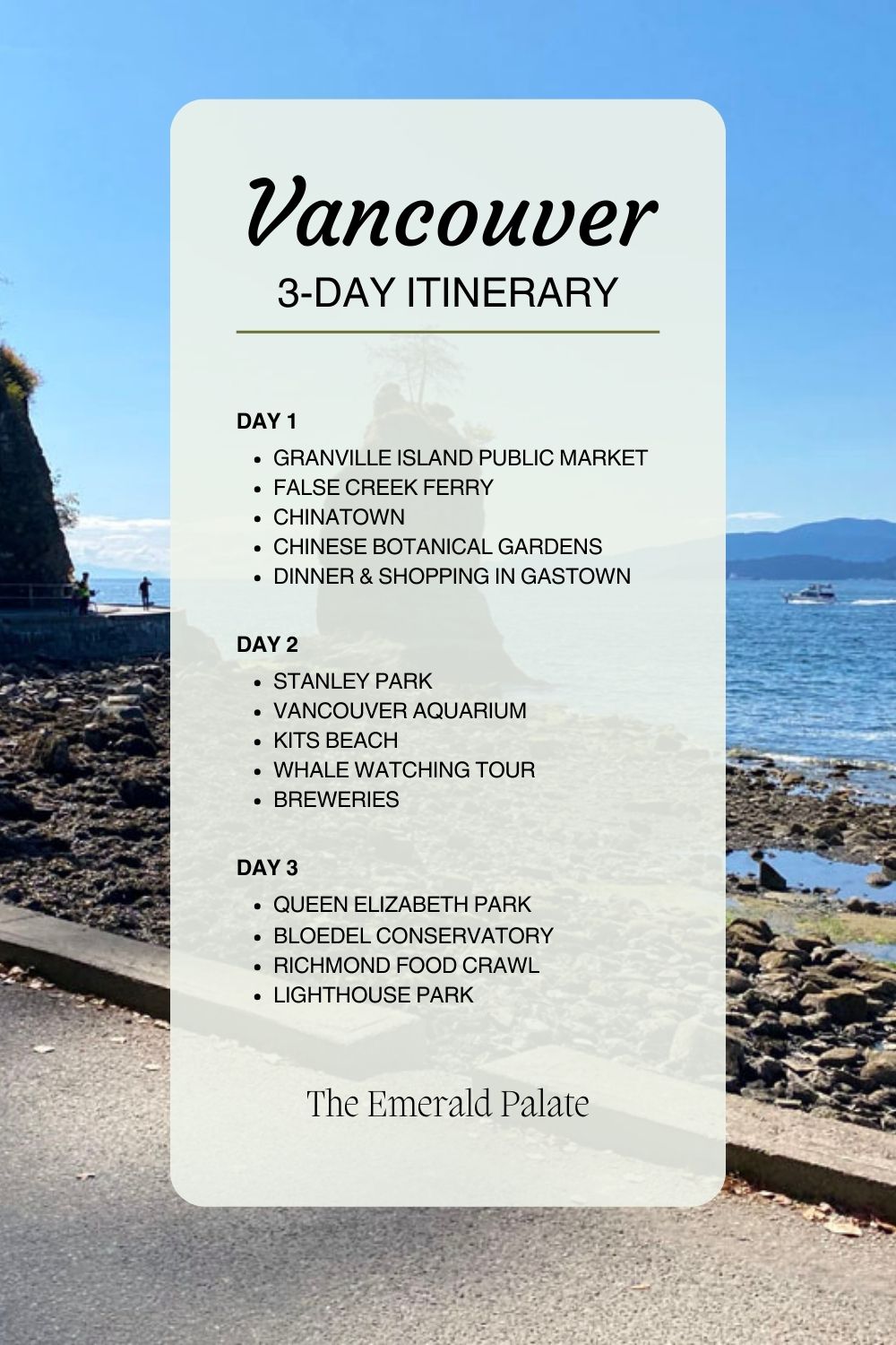 3-day Vancouver itinerary for what to eat, see, and do in Vancouver, BC. From Vancouver restaurants, to breweries and all the best things to do in Van City, use this as your ultimate Vancouver travel guide!