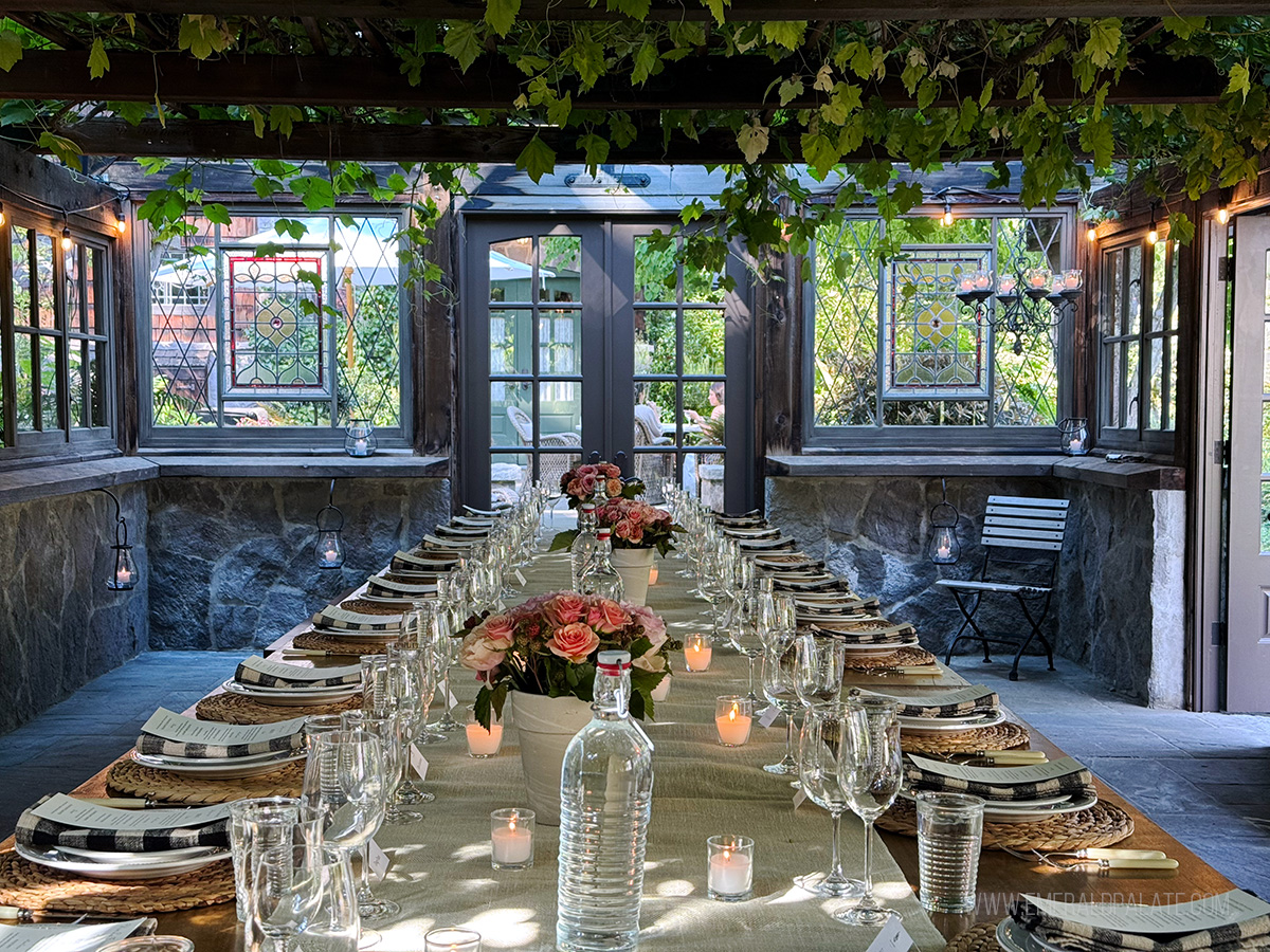 beautifully dressed table at a farm dinner in Snohomish