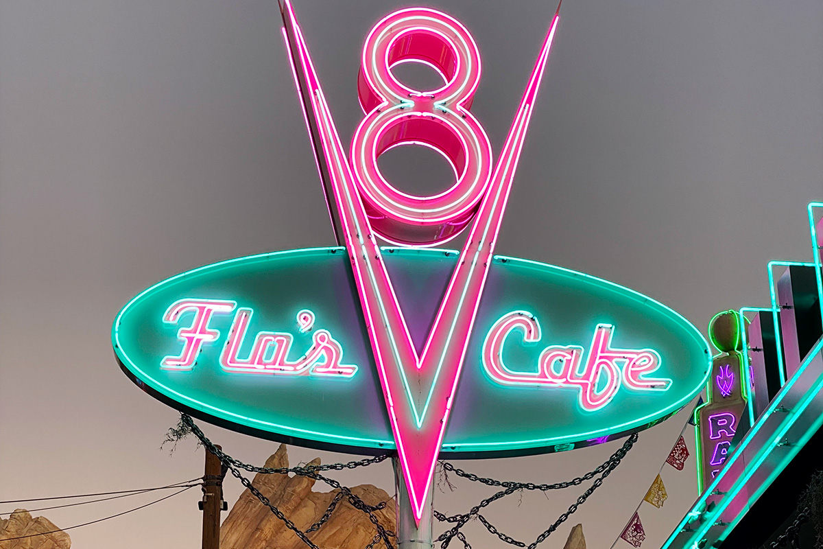 neon vintage signs during golden hour at one of the most Instagrammable places in Los Angeles