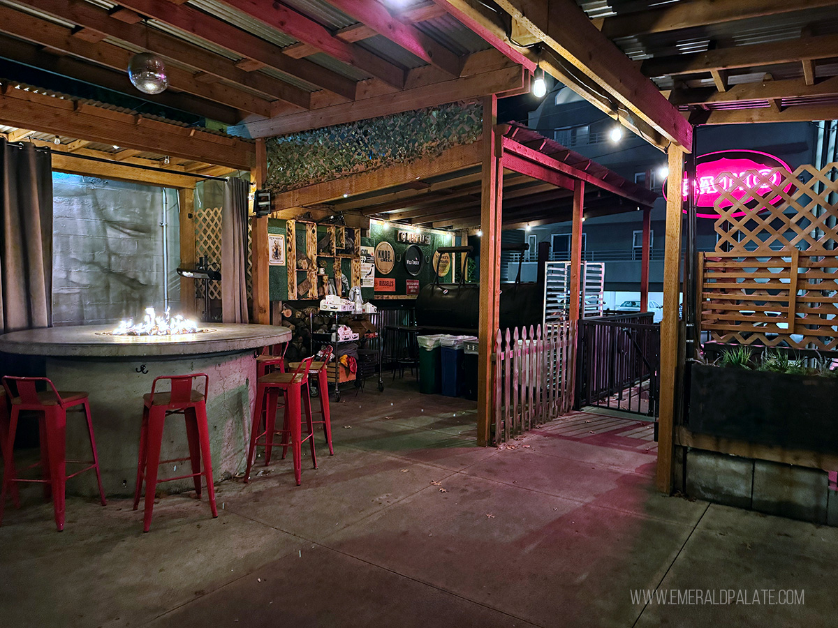back covered patio at one of the most pet friendly restaurants in Seattle