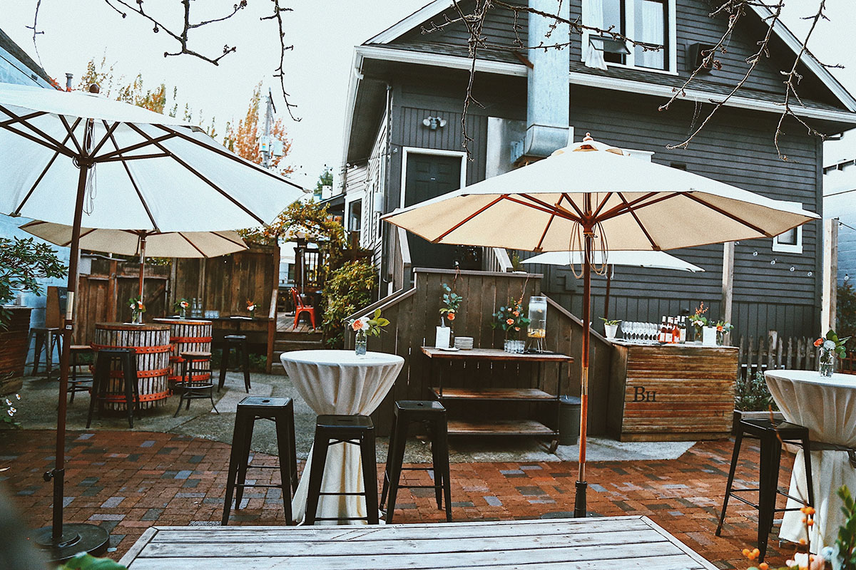 back patio at one of the best outdoor dining restaurants in Seattle