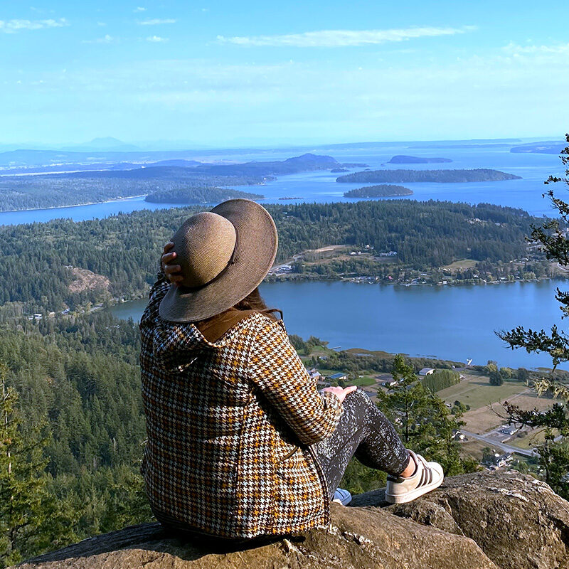 woman overlooking the Salish Sea, at one of the best hidden gems in Washington state