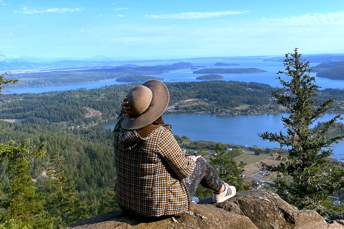 woman overlooking the Salish Sea, at one of the best hidden gems in Washington state